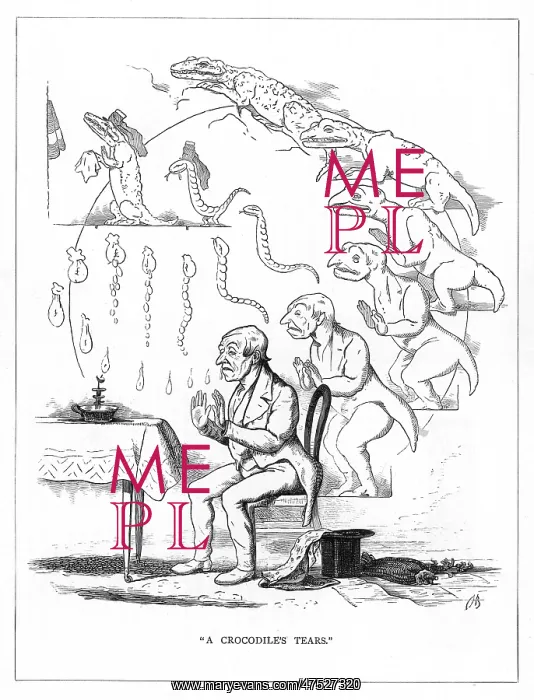 : Origin Species, CH Bennett, grieving man - crocodile : Origin Species, CH Bennett, grieving man - crocodile