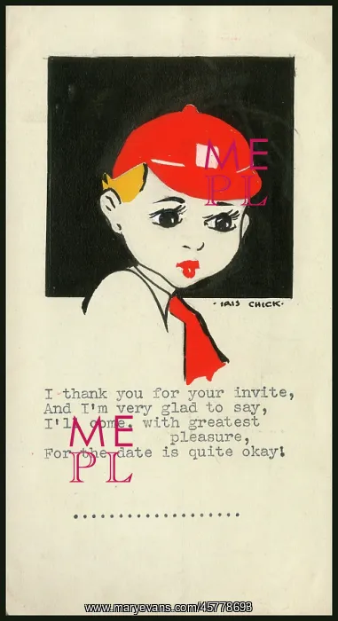 : Original Artwork - Card accepting a party invitation : Original Artwork - Card accepting a party invitation