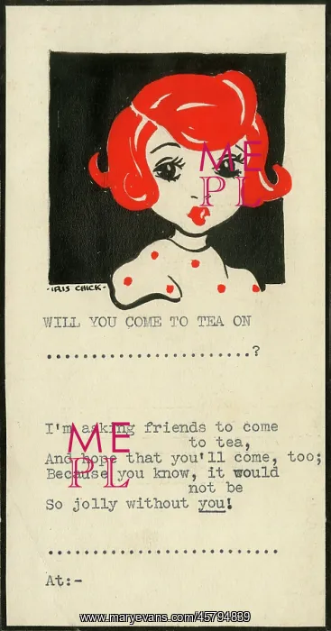 : Original Artwork - Come to tea invitation : Original Artwork - Come to tea invitation