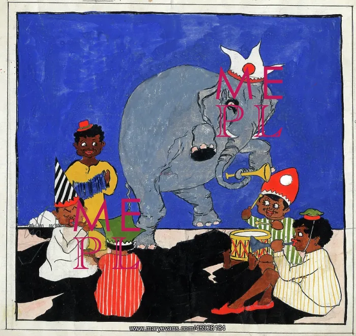 : Original Artwork - Fantasy scene with dancing elephant : Original Artwork - Fantasy scene with dancing elephant