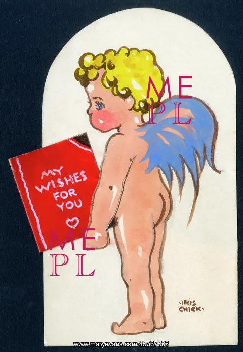 : Original Artwork - Winged cherub with a book of wishes : Original Artwork - Winged cherub with a book of wishes