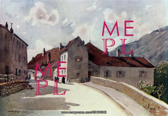 : Ornans. Watercolour painting of Ornans, a commune in the Doubs department : Ornans. Watercolour painting of Ornans, a commune in the Doubs department