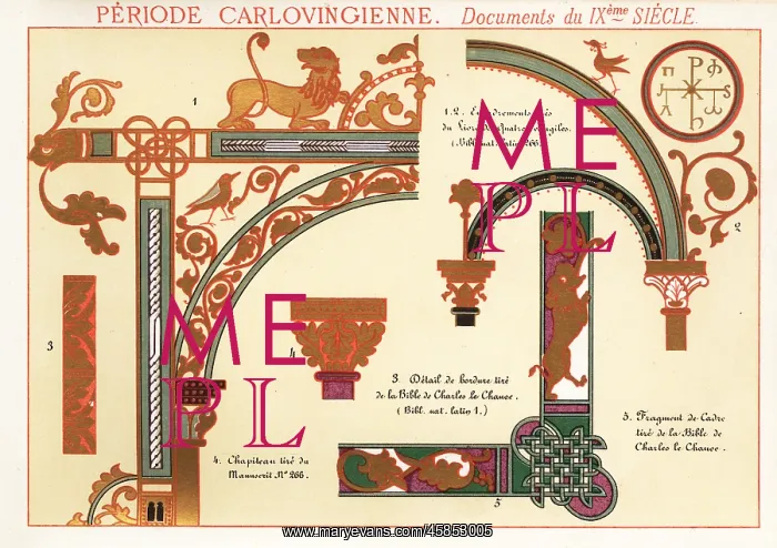 : Ornate frames, border and capital from documents : Ornate frames, border and capital from documents