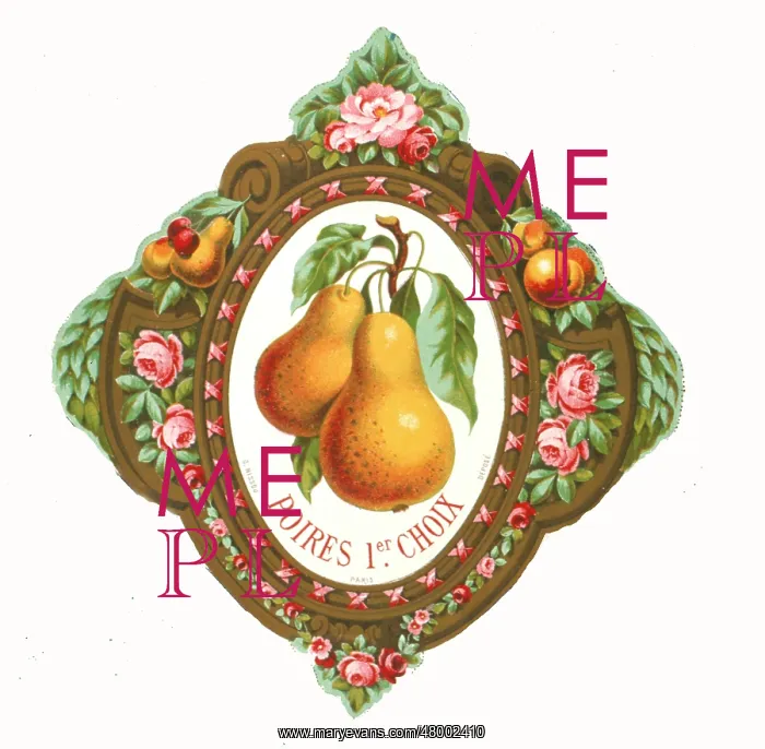 : Ornate label design for pears : Ornate label design for pears
