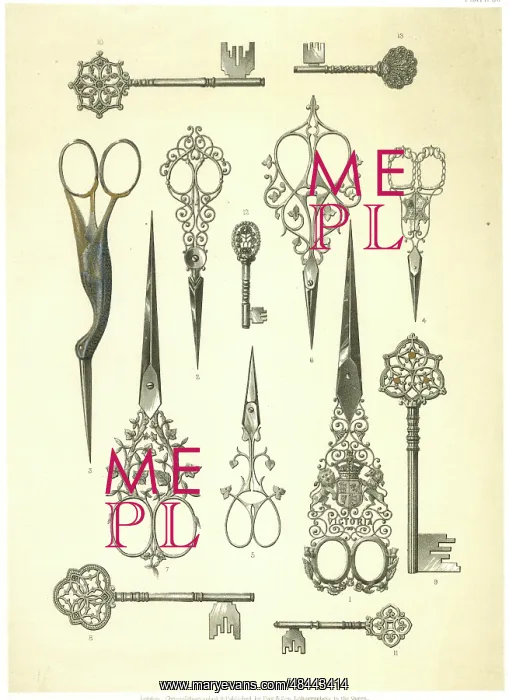  : Ornate scissors and keys