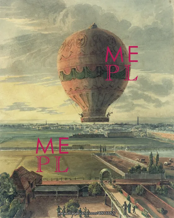 : Ornately decorated balloon in flight : Ornately decorated balloon in flight