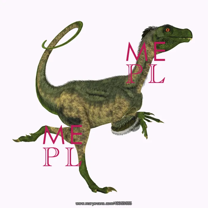 : Ornitholestes dinosaur running, on white background : Ornitholestes dinosaur running, on white background