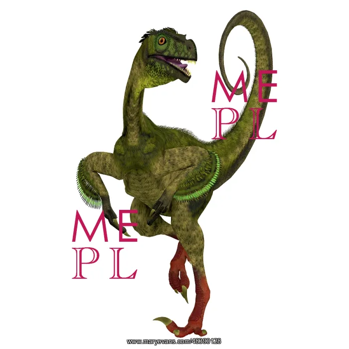 : Ornitholestes dinosaur, front view : Ornitholestes dinosaur, front view
