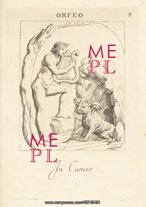 : Orpheus playing his lyre to Cerberus at the entrance : Orpheus playing his lyre to Cerberus at the entrance