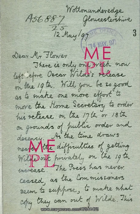 : Oscar Wilde release letter : Oscar Wilde release letter