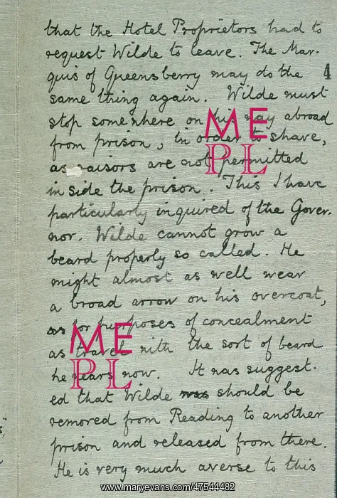 : Oscar Wilde release letter : Oscar Wilde release letter