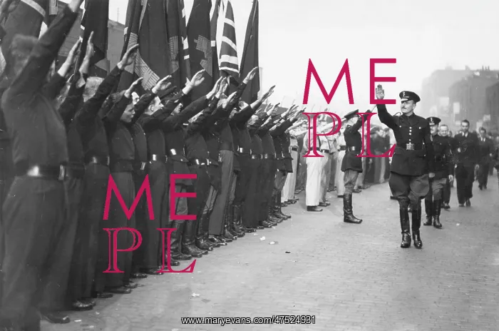 : Oswald Mosley taking part in a fascist rally : Oswald Mosley taking part in a fascist rally
