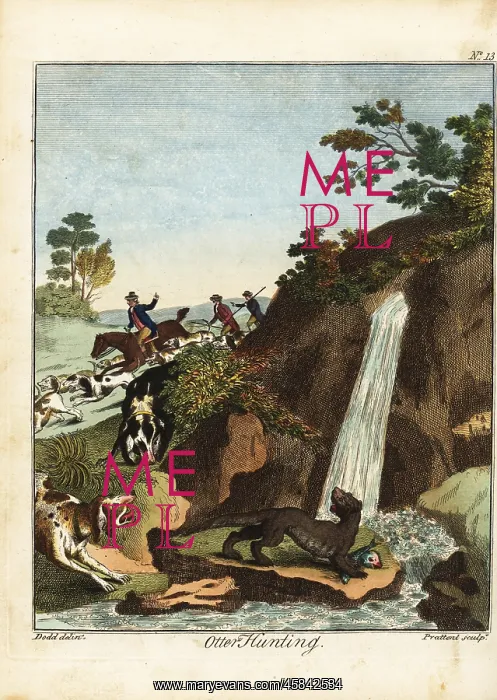 : Otter Hunting, 18th century : Otter Hunting, 18th century