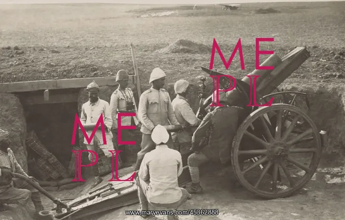 : Ottoman artillery at Hareira in 1917 to defend against : Ottoman artillery at Hareira in 1917 to defend against