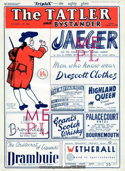 : Outer cover of Tatler, 6 October 1943 : Outer cover of Tatler, 6 October 1943