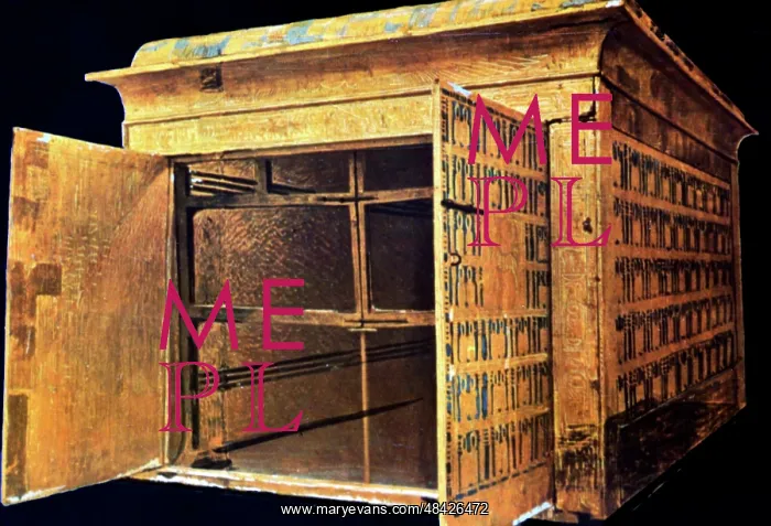 : The outer golden shrine containing the mummy and : The outer golden shrine containing the mummy and