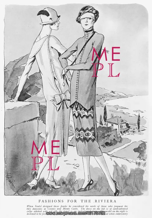 : Two outfits designed by Soulie for the Riviera, 1925 : Two outfits designed by Soulie for the Riviera, 1925