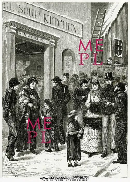 : Outside the soup kitchen 1871 : Outside the soup kitchen 1871