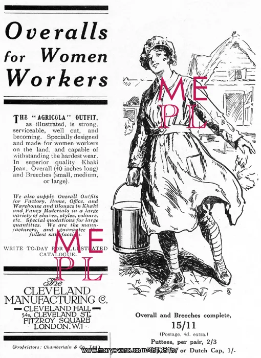 : Overalls for Women Workers, WW1 : Overalls for Women Workers, WW1