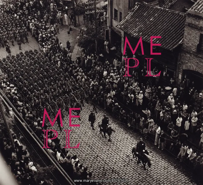 : Overhead view of provincial troops marching along : Overhead view of provincial troops marching along