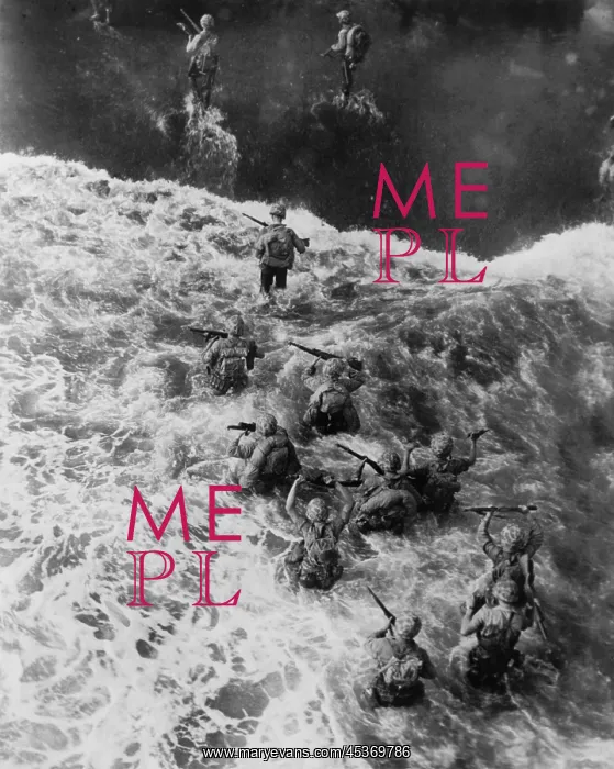 : Overhead view of U.S. Marines taking the beach at : Overhead view of U.S. Marines taking the beach at