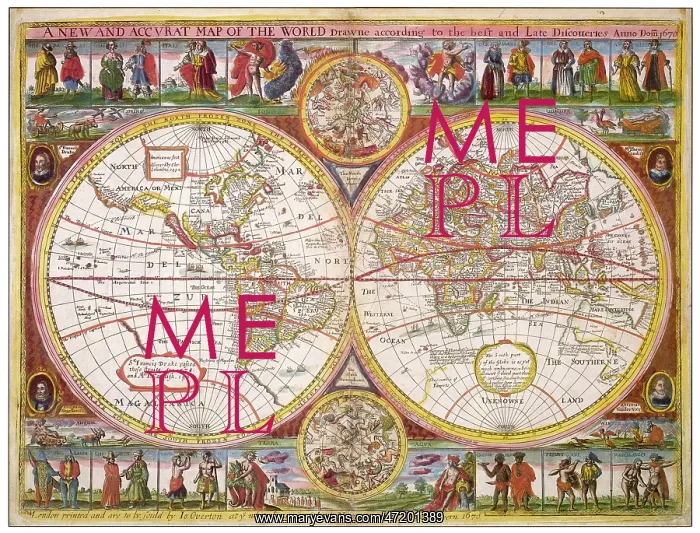 : Overton World Map - 1670 : Overton World Map - 1670