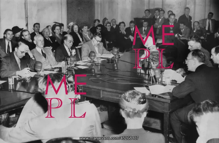: Owen Lattimore (far right) testified to Senate : Owen Lattimore (far right) testified to Senate