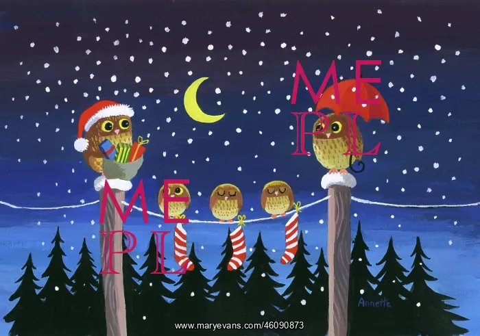 : Five Owls in Moonlight : Five Owls in Moonlight