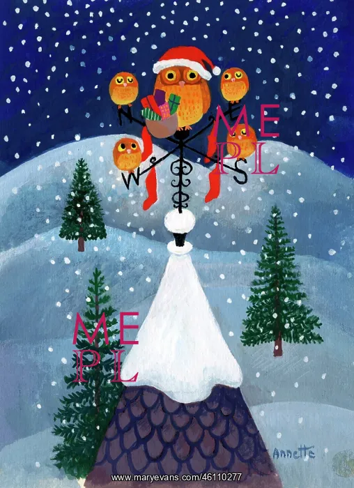 : Owls perched on a weathervane : Owls perched on a weathervane