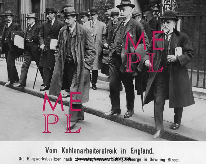 : Mine owners leave Downing Street during the : Mine owners leave Downing Street during the