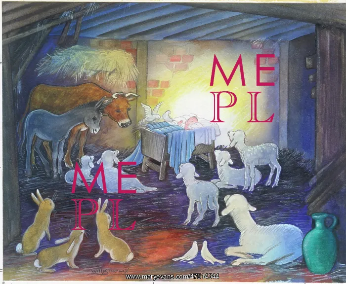 : Ox, ass, lambs and rabbits beside the holy crib : Ox, ass, lambs and rabbits beside the holy crib