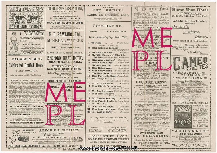 : Oxford Music Hall - 1893 : Oxford Music Hall - 1893