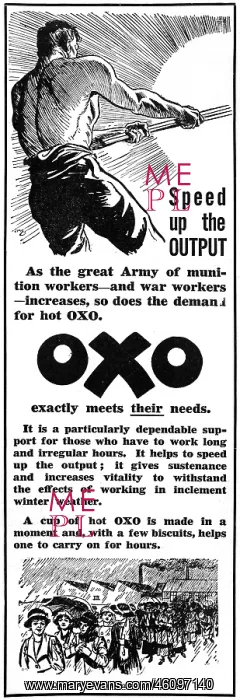 : Oxo advertisement for munition workers, WW1 : Oxo advertisement for munition workers, WW1