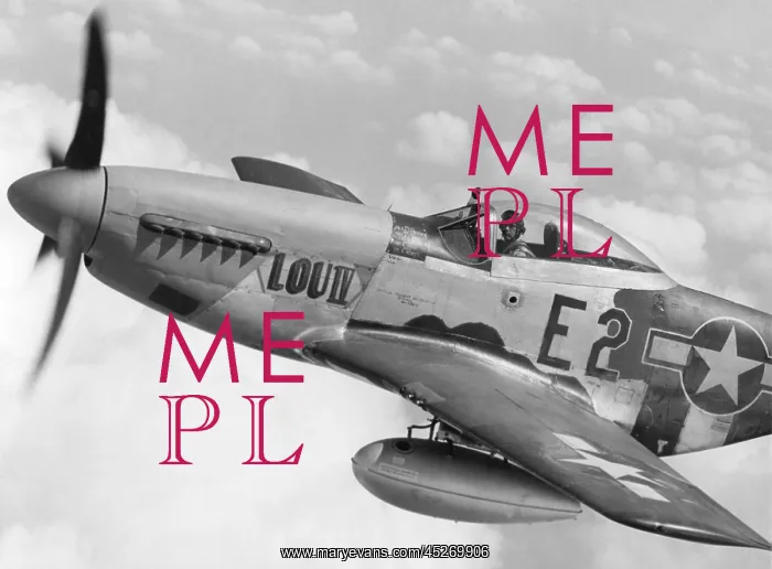 : P-51 Mustang fighter plane in flight. It was a : P-51 Mustang fighter plane in flight. It was a