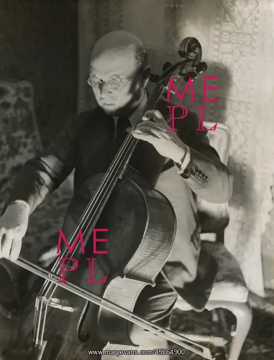 : Pablo Casals, the great cello player in his home : Pablo Casals, the great cello player in his home