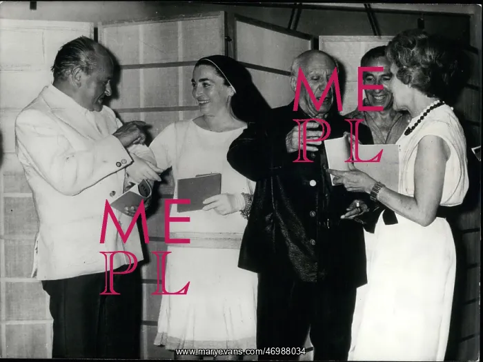 : Pablo Picasso and others at an art gallery, Cannes : Pablo Picasso and others at an art gallery, Cannes