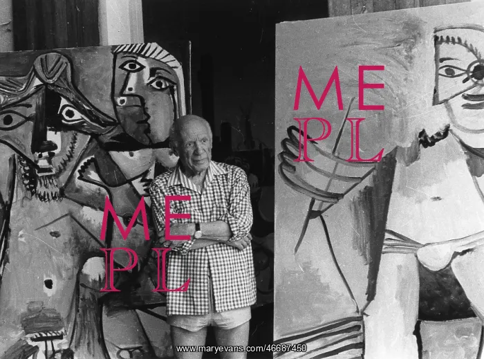 : Pablo Picasso in his studio in Mougins : Pablo Picasso in his studio in Mougins
