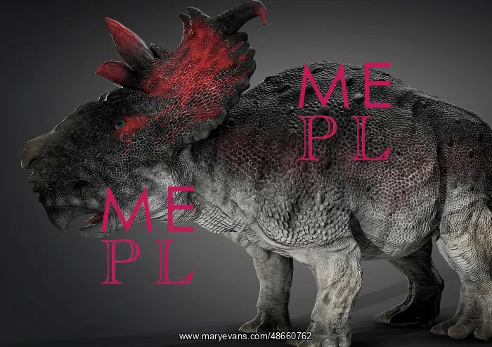 : Pachyrhinosaur dinosaur, side view on gray background : Pachyrhinosaur dinosaur, side view on gray background