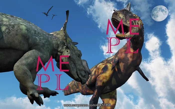 : A Pachyrhinosaurus confronting a Carnotaurus : A Pachyrhinosaurus confronting a Carnotaurus