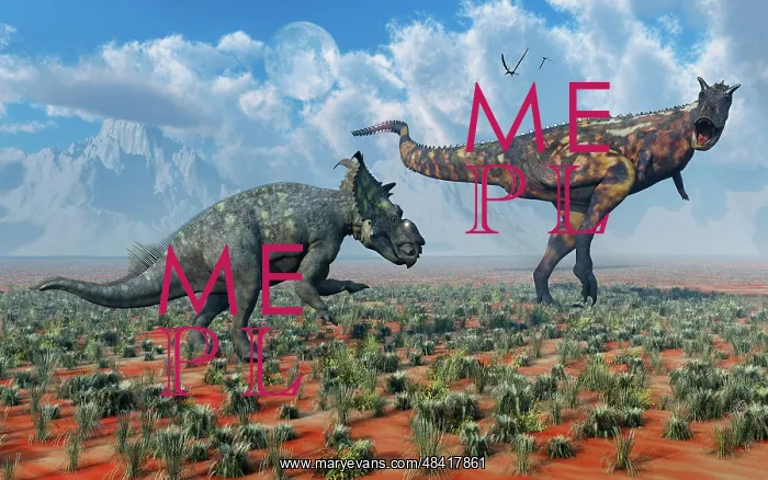 : A Pachyrhinosaurus confronting a Carnotaurus : A Pachyrhinosaurus confronting a Carnotaurus