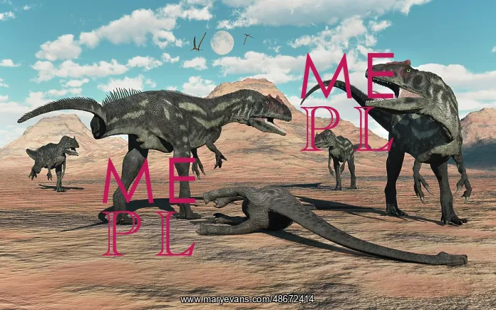 : A pack of Allosaurus dinosaurs surrounding a dead sauropod : A pack of Allosaurus dinosaurs surrounding a dead sauropod
