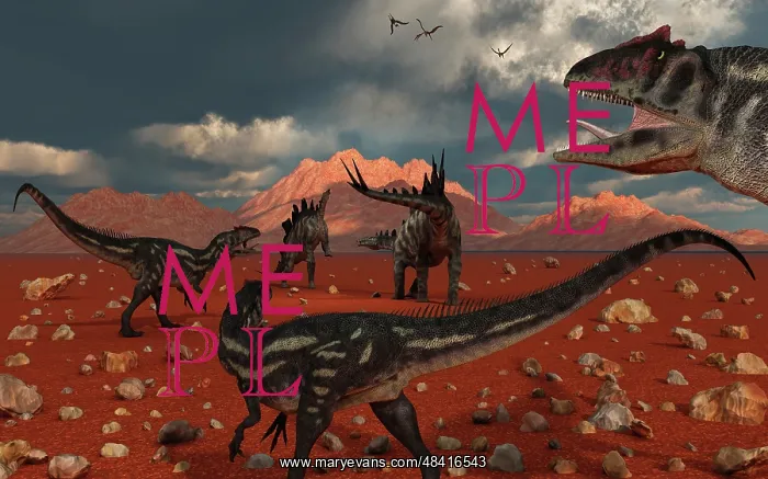 : A pack of Allosaurus dinosaurs track down a pair of ? : A pack of Allosaurus dinosaurs track down a pair of ?