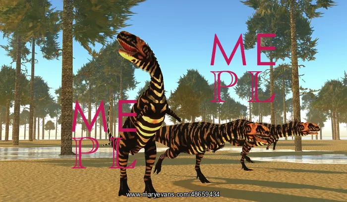 : A pack of carnivorous Rajasaurus dinosaurs hunting prey : A pack of carnivorous Rajasaurus dinosaurs hunting prey