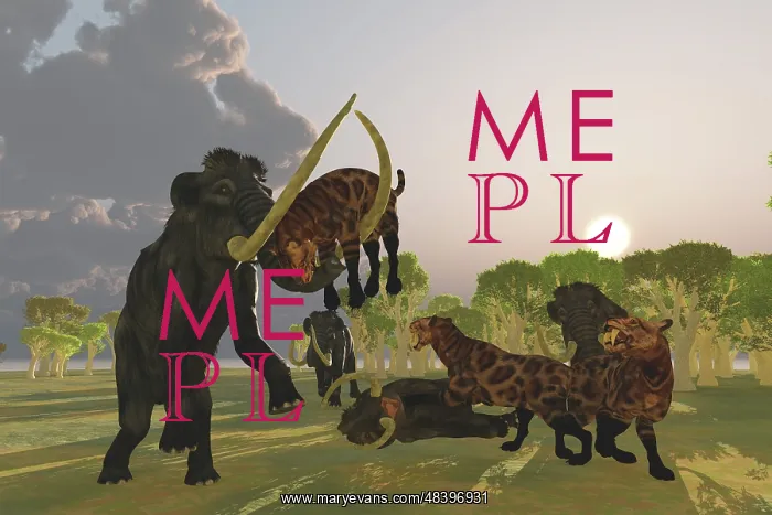 : A pack of Saber Tooth Cats attack a small Woolly Mammoth : A pack of Saber Tooth Cats attack a small Woolly Mammoth