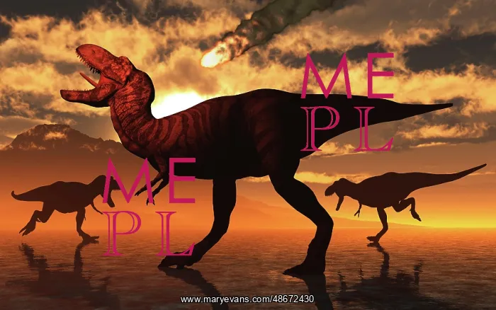 : A pack of T-rex dinosaurs witness a falling asteroid : A pack of T-rex dinosaurs witness a falling asteroid