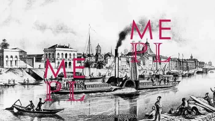 : Paddle steamer on the Loire, 1840 : Paddle steamer on the Loire, 1840