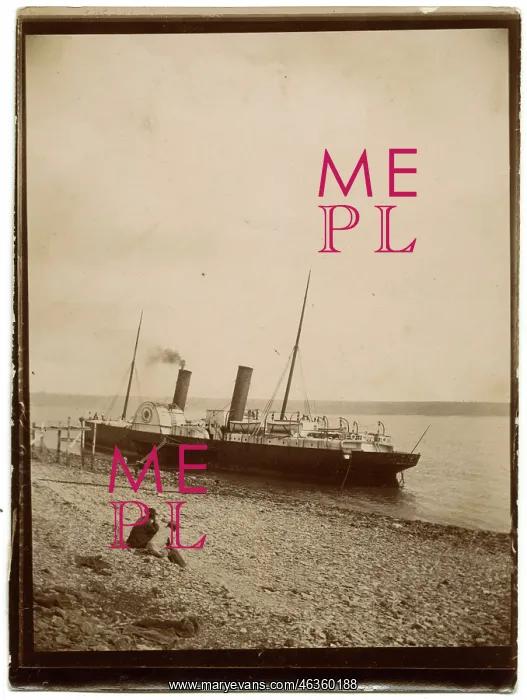 : Paddle Steamer moored at Saint Marc, France awaiting tide : Paddle Steamer moored at Saint Marc, France awaiting tide