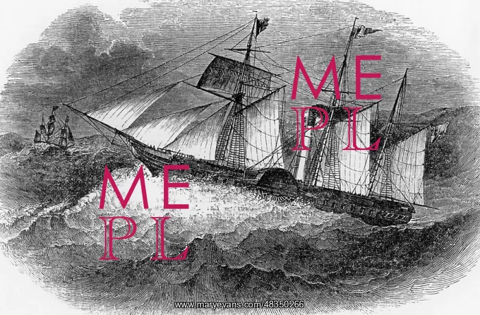 : Paddle steamer at sea, around 1850 : Paddle steamer at sea, around 1850