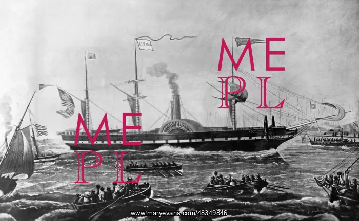: The paddle steamer Washington, c. 1850 : The paddle steamer Washington, c. 1850