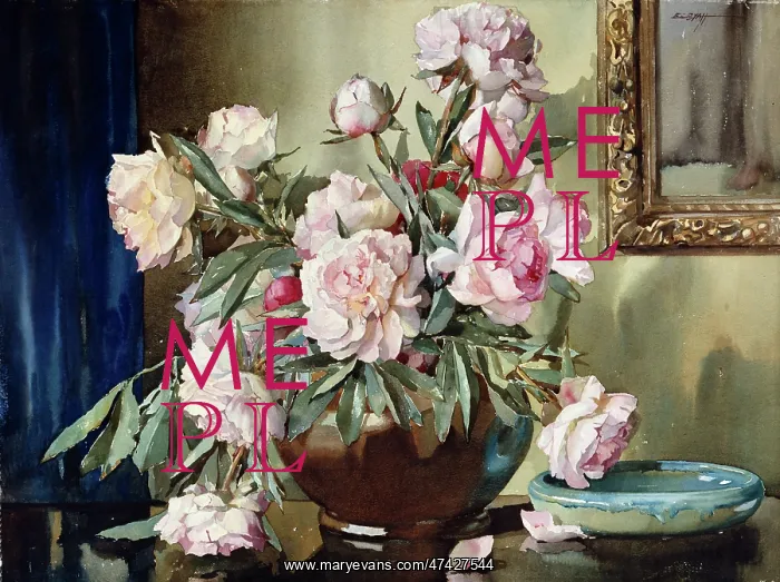  : Paeonies ? with flat ceramic dish